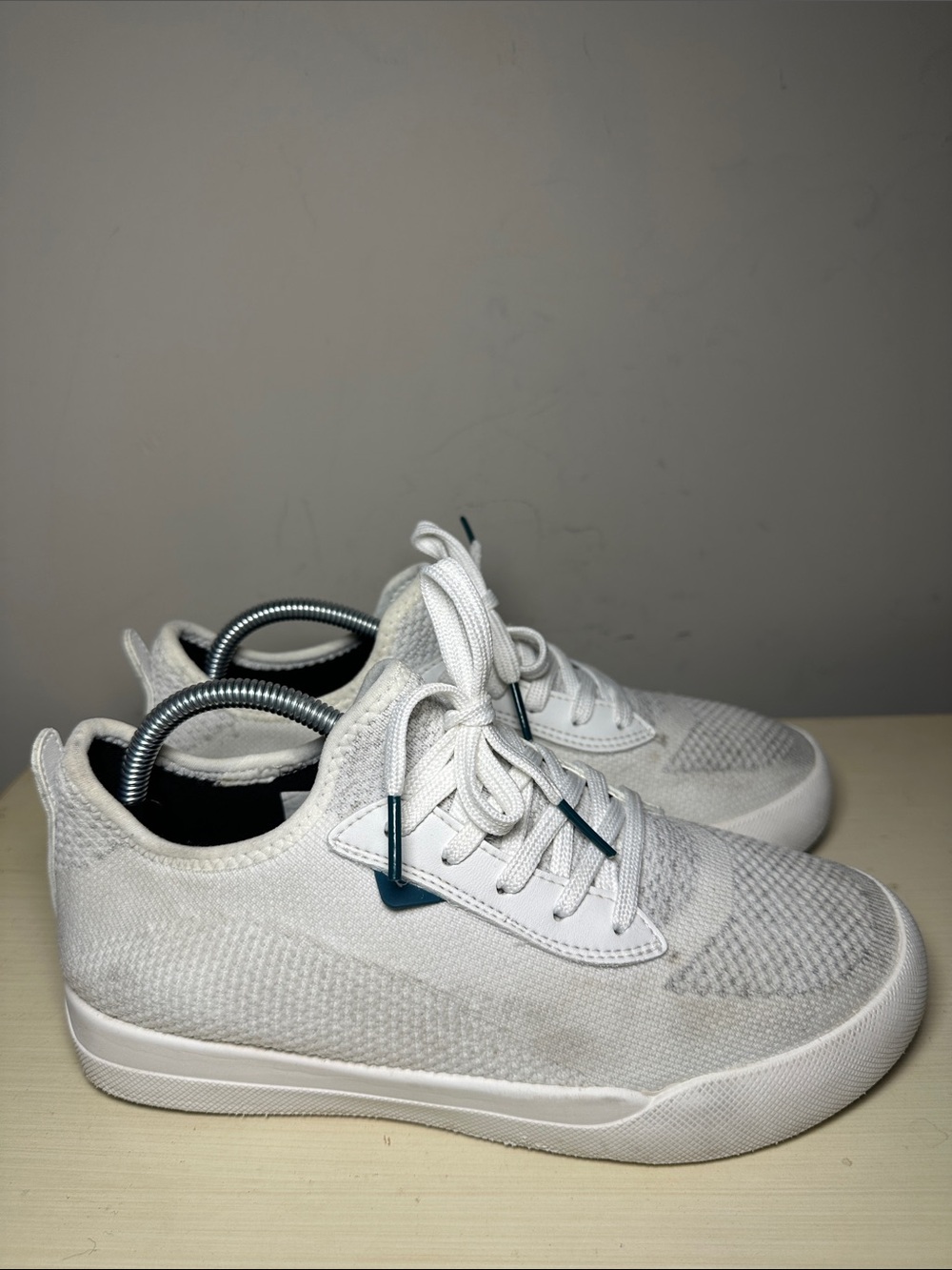 Vessi weekend always waterproof White Knit Lace-Up Sneakers